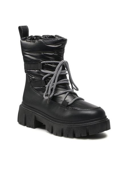 Jenny Fairy Trzewiki HY211257 Czarny. Czarne botki damskie Jenny Fairy, z materiału, bez obcasa, na płaskiej podeszwie, bez zapięcia. Za 107.98 zł.