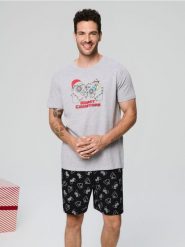 Piżama dwuczęściowa - szary. Szare piżamy męskie Sinsay, l, bez wzorów, bez ramiączek, krótkie. Za 39.99 zł.