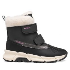 Śniegowce Geox. Czarne śniegowce dziewczęce Geox, bez zapięcia. Za 409.99 zł.