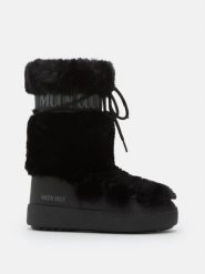 Moon Boot LTRACK Faux Fur High WP Śniegowce damskie. Czarne śniegowce i trapery damskie Moon Boot, z futra, przed kolano. W wyprzedaży za 846.76 zł.