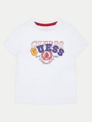 Guess T-Shirt N5RI00 K8HM4 Biały Regular Fit. Białe t-shirty dla chłopców Guess, z aplikacjami, z bawełny, bez ramiączek. Za 49.99 zł.