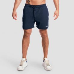 Szorty męskie fitness regular z kieszeniami Base Nightfall. Niebieskie krótkie spodenki sportowe męskie GYMBEAM, m, bez wzorów, z elastanu, na fitness i siłownię. Za 97.90 zł.