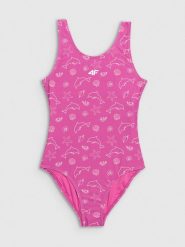 4F Kostium kąpielowy jednoczęściowy dziewczęcy - multikolor 122/128 (6-8 lat). Stroje kąpielowe dla dziewczynek 4f, bez wzorów, z elastanu. W wyprzedaży za 39.99 zł.