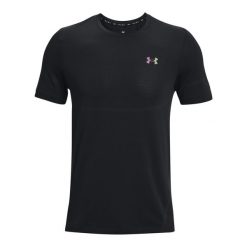 Jersey Under Armour Rush Seamless Legacy. Czarne buty sportowe męskie Under Armour, bez wzorów, z jersey, bez kołnierzyka, bez ramiączek, na fitness i siłownię. Za 255.00 zł.