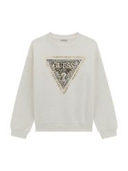 Guess Bluza J5BQ00 KAV34 Biały Regular Fit. Białe bluzy dla dziewczynek Guess, z aplikacjami, z bawełny, bez ramiączek, bez kaptura. Za 150.50 zł.