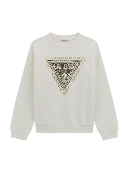 Guess Bluza J5BQ00 KAV34 Biały Regular Fit. Białe bluzy dla dziewczynek Guess, z aplikacjami, z bawełny, bez ramiączek, bez kaptura. Za 139.99 zł.