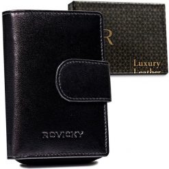 Portfel skórzany Rovicky R-RD-41-GCL Blac czarny. Czarne portfele damskie ROVICKY, bez wzorów, ze skóry. Za 69.99 zł.