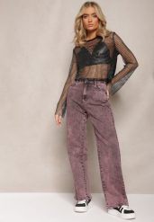 Fioletowe Szerokie Jeansy Ozdobione Efektem Sprania Oluva. Fioletowe jeansy damskie Renee. Za 119.99 zł.