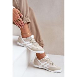 Niskie Tenisówki Trampki Damskie Beżowe beżowy. Brązowe trampki i tenisówki damskie bez wzorów, ze skóry, eleganckie, bez zapięcia. Za 156.85 zł.