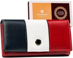 Portfel skórzany Peterson [DH] PTN RD-08-GCL-S czerwony multi. Czerwone portfele damskie Peterson, bez wzorów, ze skóry. Za 87.99 zł.