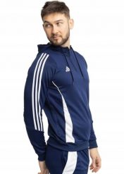 Bluza męska adidas Tiro 24 Training Hooded. Niebieskie bluzy męskie Adidas, m, bez wzorów, z materiału, z kapturem. Za 165.99 zł.