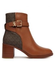 MICHAEL Michael Kors Botki 40T6RCME6L Brązowy. Brązowe botki damskie MICHAEL Michael Kors, ze skóry, bez obcasa, na słupku, bez zapięcia. Za 1,129.00 zł.