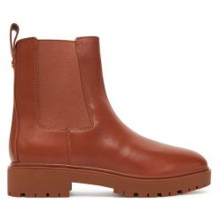 Sztyblety LAUREN RALPH LAUREN. Brązowe botki damskie Lauren Ralph Lauren, bez obcasa, bez zapięcia. Za 709.99 zł.