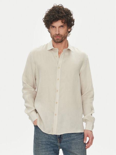 Liu Jo Koszula QA5097 T4359 44500 Beżowy Regular Fit. Brązowe koszule męskie Liu Jo, m, bez wzorów, ze lnu, bez kołnierzyka, bez ramiączek. Za 249.99 zł.