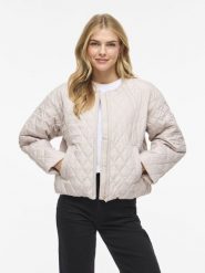 Vila Damska kurtka pikowana - VITate Kobiety szary|beżowy jednolity, 42. Brązowe kurtki damskie Vila, bez wzorów, z syntetyku, bez kaptura. Za 279.95 zł.
