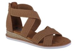 Sandały damskie, Desert Kiss - Desert Nights. Brązowe sandały damskie Skechers, bez wzorów, z materiału, bez obcasa, bez zapięcia. Za 269.99 zł.