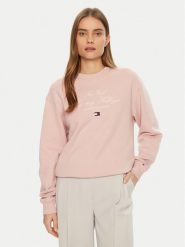 Tommy Hilfiger Bluza Modern Script WW0WW43844 Różowy Regular Fit. Czerwone bluzy damskie Tommy Hilfiger, xl, bez wzorów, z bawełny, bez kaptura. Za 329.99 zł.