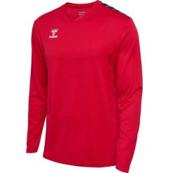 Dżersej z długim rękawem Hummel Authentic Pl. Czerwone koszulki sportowe męskie Hummel, bez wzorów, z dżerseju, bez kołnierzyka, bez ramiączek, do piłki nożnej. Za 196.00 zł.