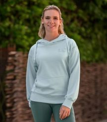 Bluza damska z kapturem ELT Strasbourg. Niebieskie bluzy damskie ELT, l, bez wzorów, z bawełny, z kapturem. Za 246.50 zł.