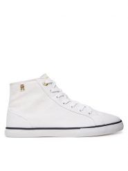 Tommy Hilfiger Trampki Th Chic Low Profile Mid Cut FW0FW09356 Biały. Białe trampki i tenisówki damskie Tommy Hilfiger, bez wzorów, z materiału, bez zapięcia. Za 339.99 zł.
