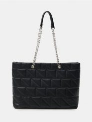 Pikowana torebka shopper - czarny. Czarne torebki shopper damskie Sinsay, bez wzorów, pikowane, bez dodatków. Za 59.99 zł.