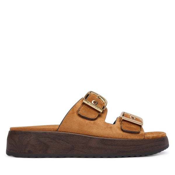 Klapki Tamaris. Brązowe klapki damskie Tamaris, bez wzorów, bez obcasa. Za 206.99 zł.
