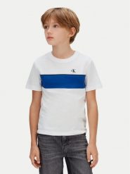 Calvin Klein Jeans T-Shirt Panel Colorblock IB0IB02609 Biały Regular Fit. Białe t-shirty dla chłopców Calvin Klein Jeans, bez wzorów, z bawełny, bez ramiączek. Za 129.99 zł.