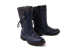RIEKER TEX Z4750-15 blue, kozaki damskie. Niebieskie kozaki damskie Rieker, bez obcasa. Za 389.90 zł.