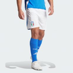 Szorty Italy 24 Home. Białe krótkie spodenki sportowe męskie Adidas, xl, bez wzorów, z materiału, do piłki nożnej. W wyprzedaży za 180.45 zł.