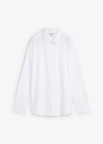 Koszula biznesowa non-iron, regular fit. Białe koszule męskie bonprix, m, bez wzorów, z bawełny, biznesowe, bez kołnierzyka, bez ramiączek. Za 119.99 zł.
