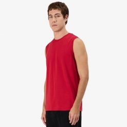 Tank top Kappa Cadwal Korporate. Czerwone t-shirty męskie Kappa, m, bez wzorów, z bawełny, klasyczne, bez kołnierzyka. Za 125.50 zł.