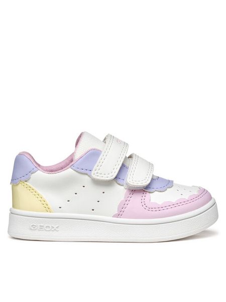 Geox Sneakersy B Eclyper B555MA 000BC C1372 Biały. Białe buty sportowe dziewczęce Geox, bez wzorów, ze skóry, bez zapięcia. Za 129.99 zł.