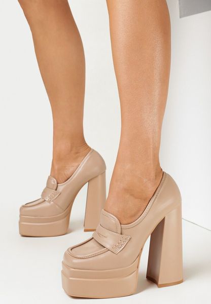 Beżowe Czółenka na Wysokim Słupku i Platformie Avezi. Brązowe czółenka damskie Born2be, bez wzorów, eleganckie, bez obcasa, na obcasie, bez zapięcia. Za 89.99 zł.