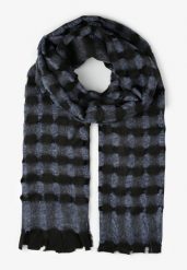Granatowy Ażurowy Szalik z Bawełny i Wiskozy Goha. Niebieskie szaliki i chusty damskie Born2be, z aplikacjami, z bawełny. Za 49.99 zł.