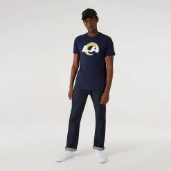 Koszulka Los Angeles Rams NFL. Niebieskie koszulki sportowe męskie New Era, m, bez wzorów, z materiału, bez kołnierzyka, bez ramiączek, na fitness i siłownię. Za 126.50 zł.