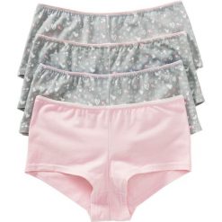 Figi "french" (4 pary) bonprix szaro-jasnoróżowy z nadrukiem. Czerwone figi damskie bonprix, z nadrukiem. Za 55.96 zł.