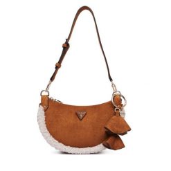 Torebka Guess. Brązowe torebki do ręki damskie Guess, z aplikacjami, klasyczne, bez dodatków. Za 494.99 zł.