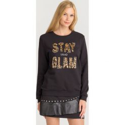 BLUZA Liu Jo. Czarne bluzy damskie Liu Jo, l, z aplikacjami, z bawełny, bez kaptura. Za 589.00 zł.