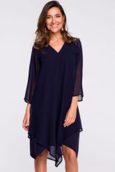 Sukienka wieczorowa oversize szyfonowa asymetryczna boho granat. Sukienki damskie Stylove, na randkę, m, bez wzorów, z szyfonu, boho, z asymetrycznym kołnierzem, bez ramiączek, asymetryczne. Za 269.00 zł.