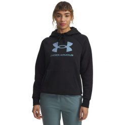 Bluza damska z kapturem Under Armour Rival Shimmer. Czarne bluzy damskie Under Armour, s, bez wzorów, z bawełny, z kapturem. Za 242.40 zł.