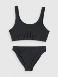 4F Kostium kąpielowy dwuczęściowy dziewczęcy - czarny 134/140 (8-10 lat). Czarne stroje kąpielowe dla dziewczynek 4f, bez wzorów, z dzianiny. Za 69.99 zł.