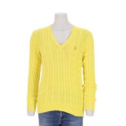 Second life - Sweter damski polo ralph lauren w warkocze żółty - Jak nowy. Żółte swetry damskie Ralph Lauren, l, bez wzorów, z dzianiny, eleganckie, bez kołnierzyka, bez ramiączek, bez kaptura. Za 191.66 zł.