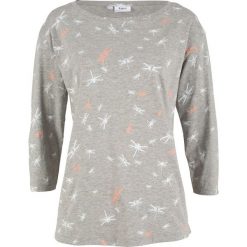 Shirt z rękawami 3/4 i nadrukiem bonprix jasnoszary melanż z nadrukiem. Bluzki damskie bonprix. Za 21.99 zł.