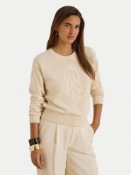 LAUREN RALPH LAUREN Sweter 200979653001 Kremowy Regular Fit. Białe swetry damskie Lauren Ralph Lauren, s, bez wzorów, z bawełny, bez kołnierzyka, bez ramiączek, bez kaptura. Za 1,199.00 zł.
