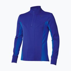 Bluza do biegania męska Mizuno Active Warm Half Zip. Niebieskie bluzy męskie Mizuno, m, bez wzorów, z elastanu, bez kaptura, do biegania. Za 179.99 zł.