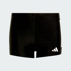 Bokserki 3-Stripes Swim Kids. Białe kąpielówki dla chłopców Adidas, bez wzorów, z elastanu. Za 109.00 zł.