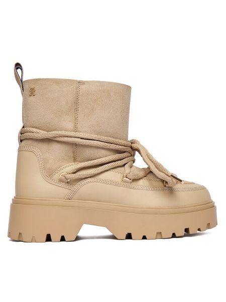 Tommy Hilfiger Śniegowce FW0FW08996 Beżowy. Brązowe śniegowce i trapery damskie Tommy Hilfiger, ze skóry. Za 899.99 zł.