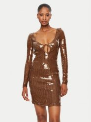 Bardot Sukienka koktajlowa Verona 59513DB Brązowy Regular Fit. Brązowe sukienki damskie Bardot, bez wzorów, z syntetyku, wizytowe, bez kołnierzyka, bez ramiączek. Za 339.99 zł.