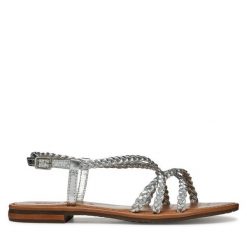 Sandały Geox. Szare sandały damskie Geox, bez wzorów, bez obcasa, na płaskiej podeszwie, bez zapięcia. Za 279.99 zł.