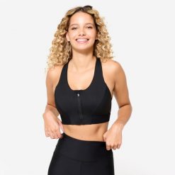 Stanik sportowy Domyos. Bluzy sportowe damskie DOMYOS, l, bez wzorów, z elastanu, bez kaptura, na fitness i siłownię. Za 99.99 zł.